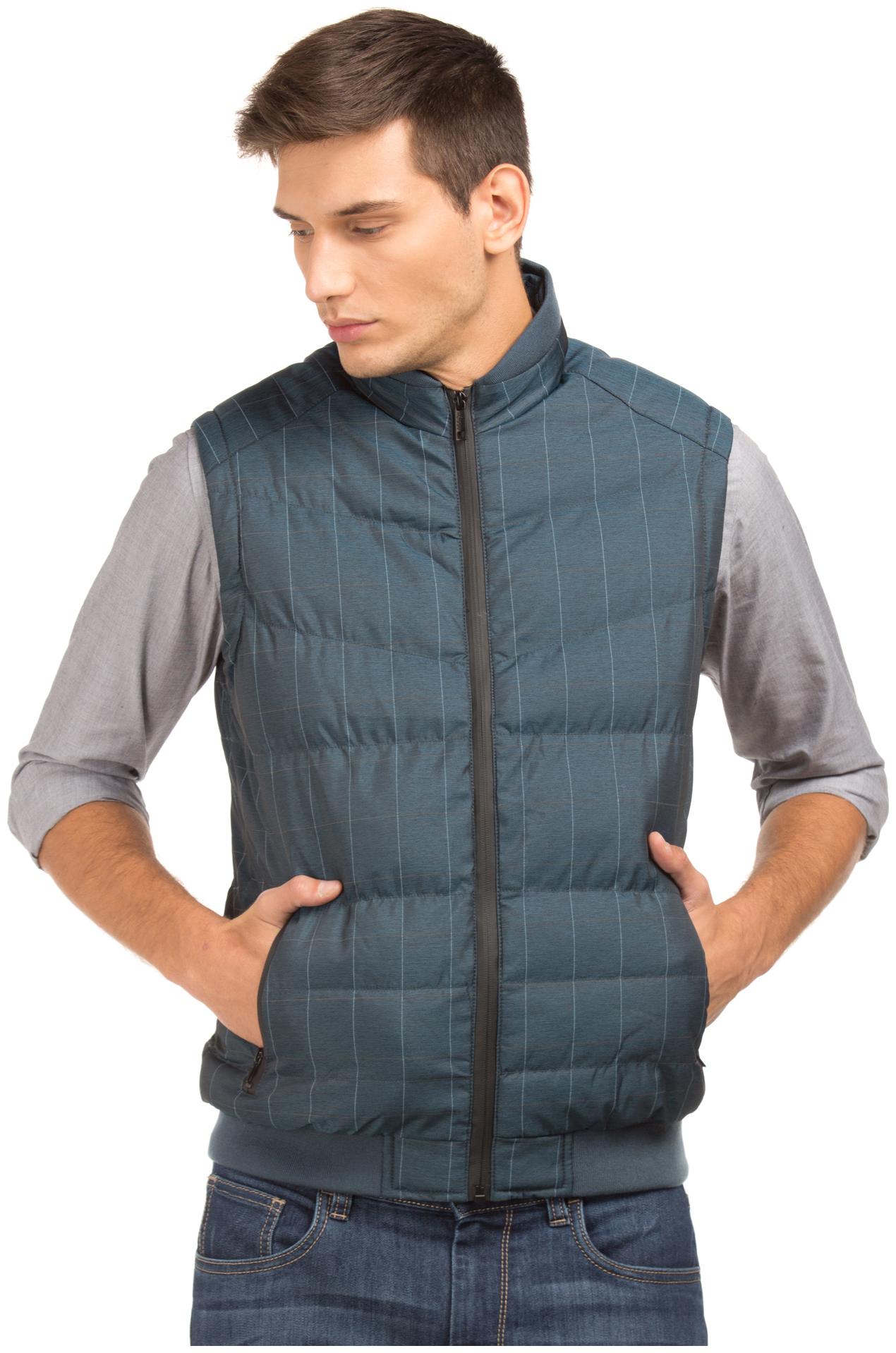 

Arrow Men Blue Checked Quilted jacket
