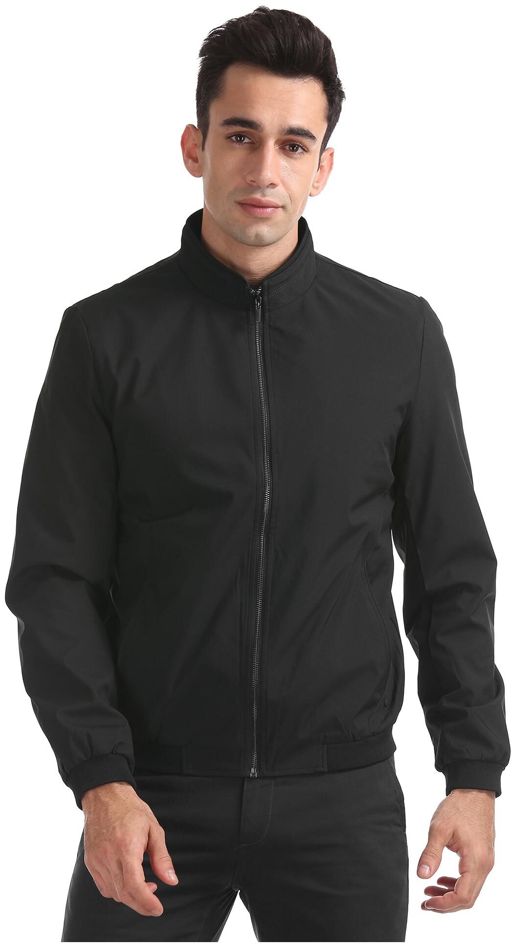 

Arrow Men Black Solid Bomber jacket