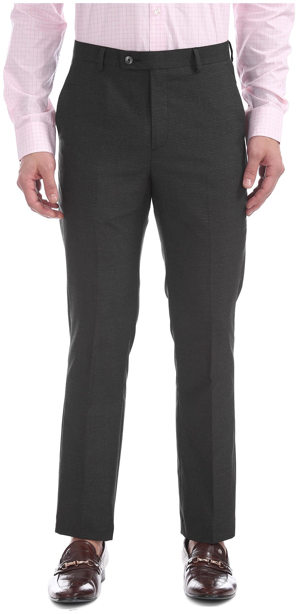 

Arrow Men Solid Tapered Fit Formal Trouser - Grey