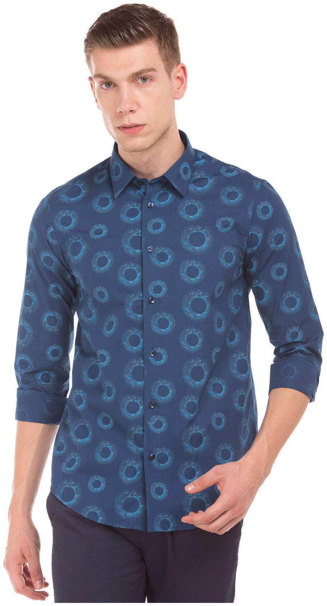 

Arrow Men Blue Printed Slim Fit Casual Shirt