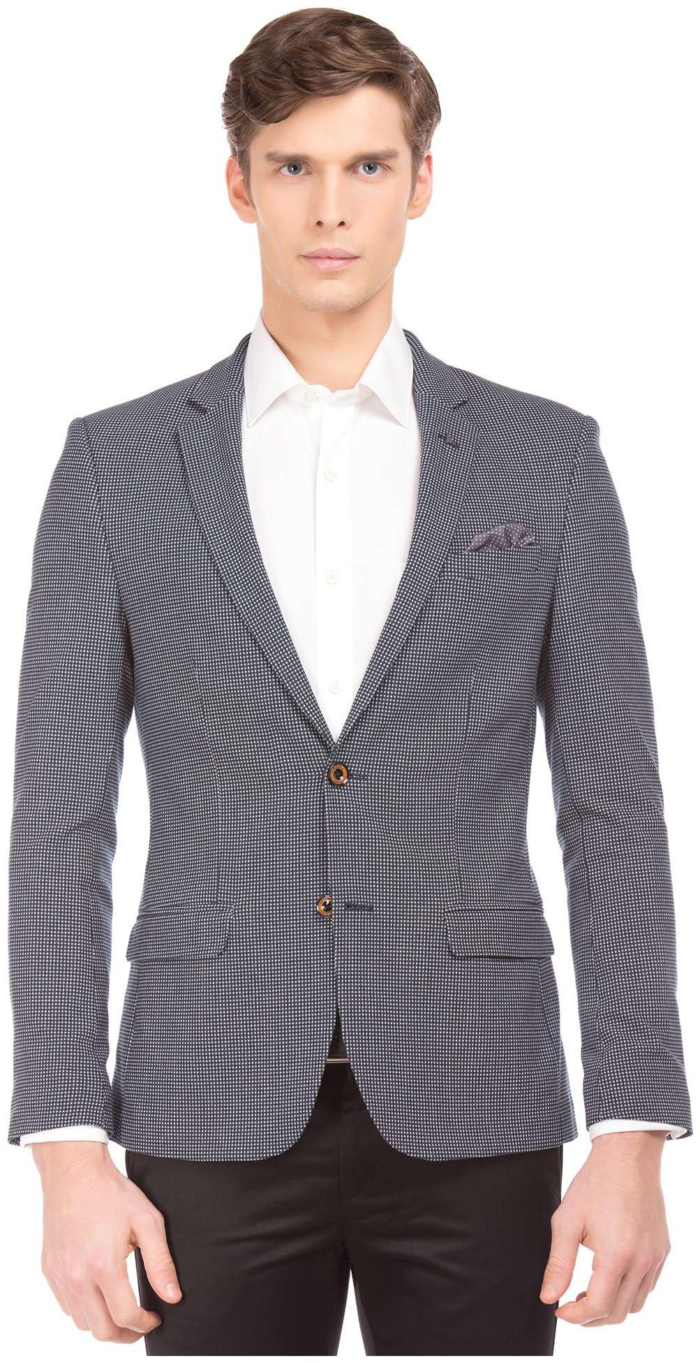 

Arrow Men Blue Textured Slim fit Single Breasted Blazer