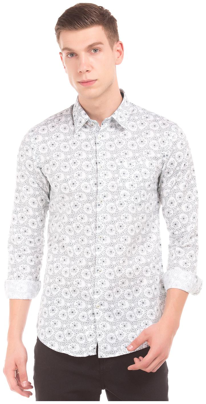 

Arrow Men White Printed Slim Fit Casual Shirt