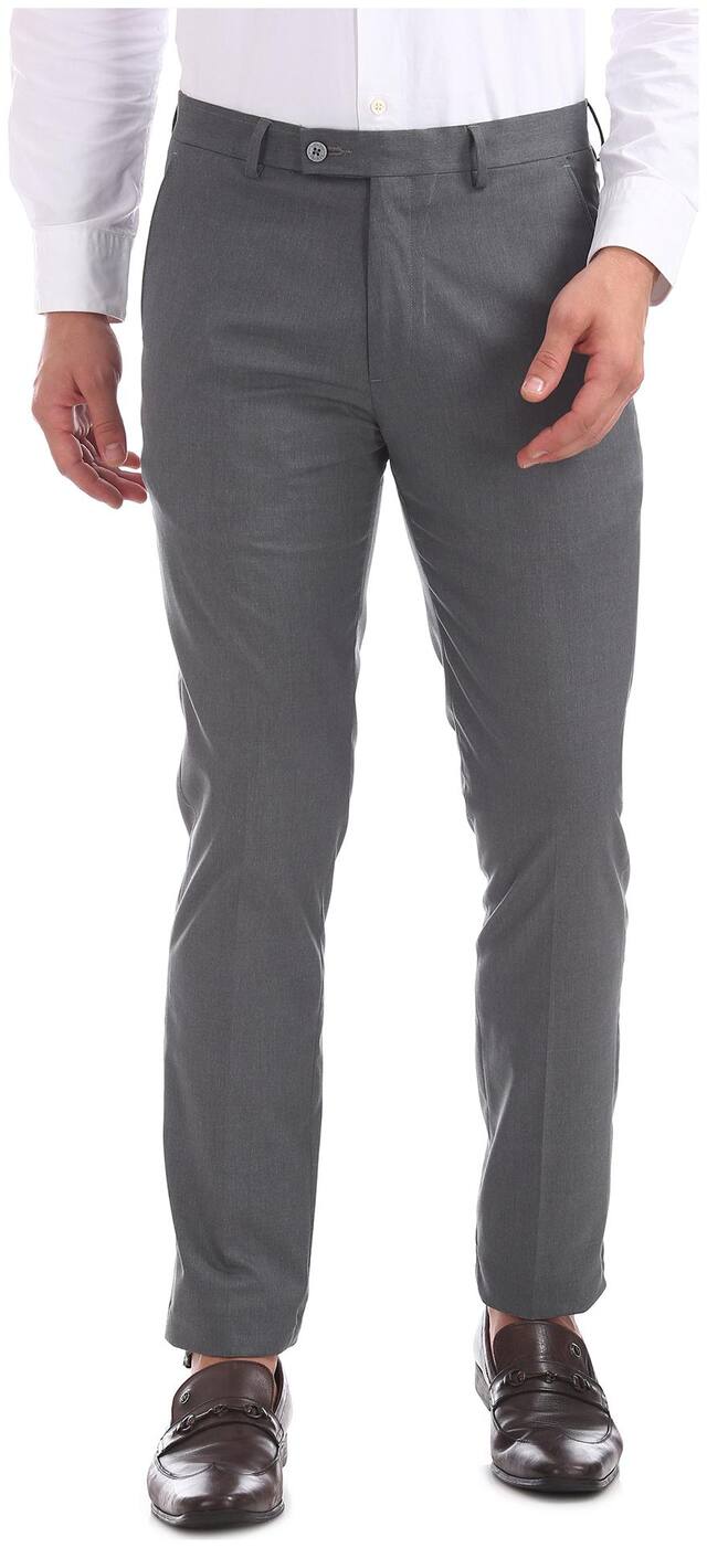Arrow Men Solid Skinny Fit Formal Trouser - Grey