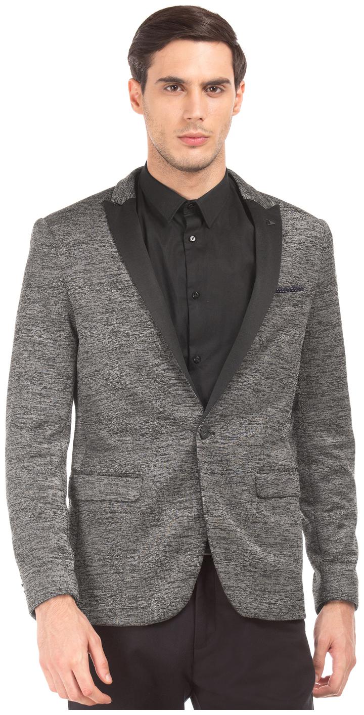 

Arrow Newyork Black Polyester Single Breasted Linen Blazer