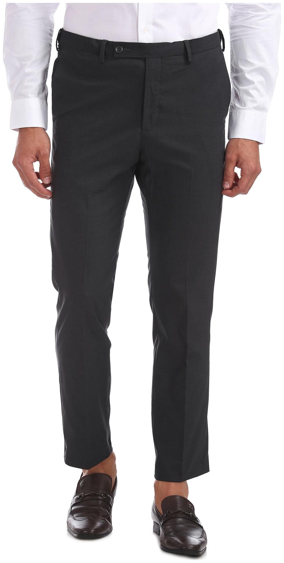 

Arrow Men Solid Tapered Fit Formal Trouser - Grey