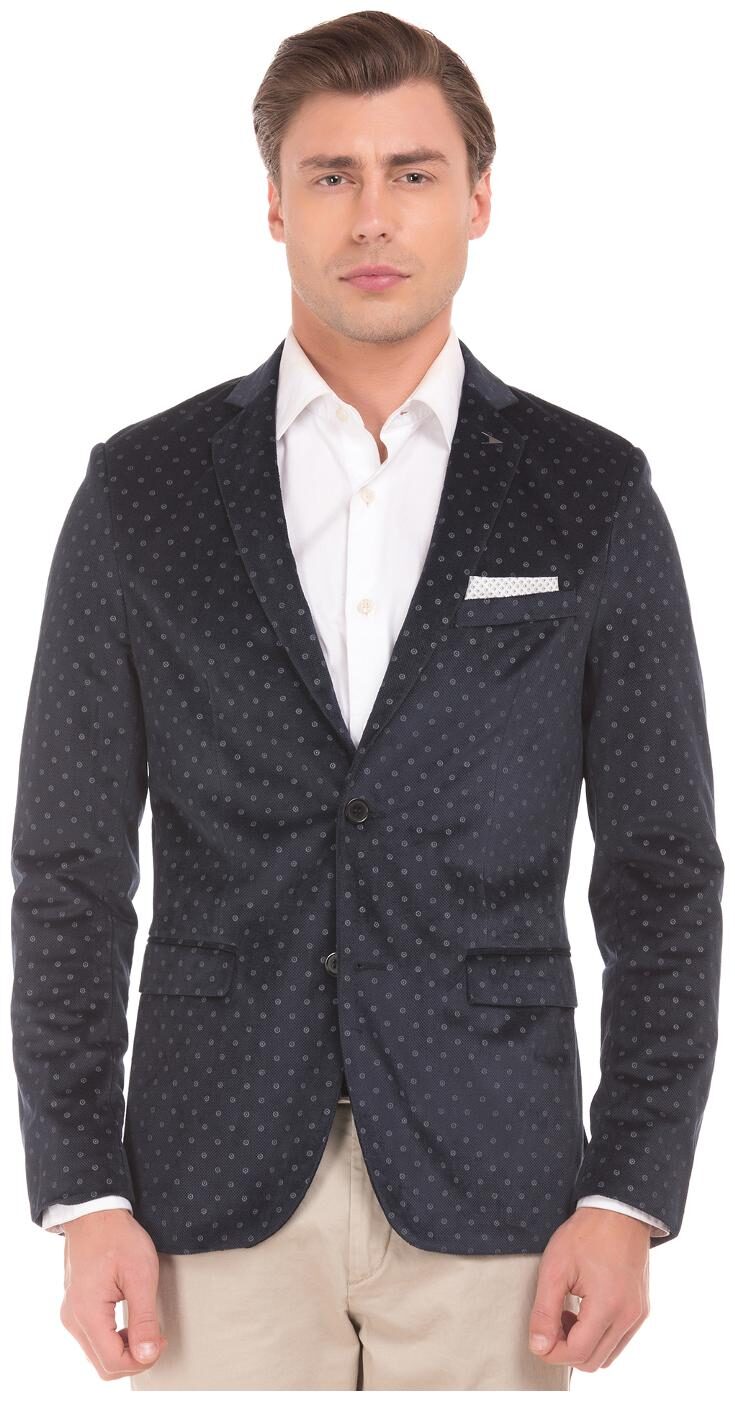 

Arrow Newyork Blue Polyester Printed Single Breasted Blazer