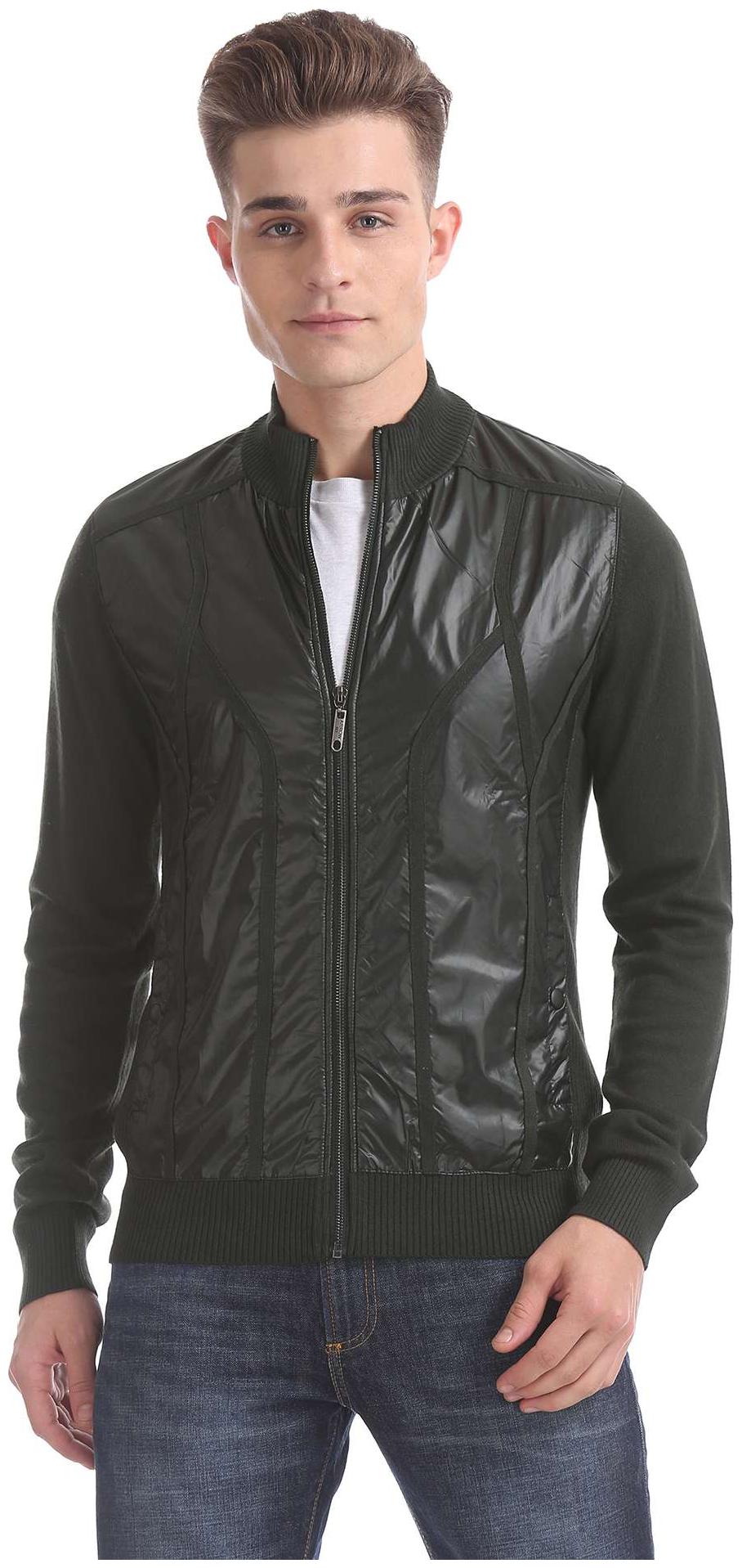 

Arrow Men Green High neck Pullover