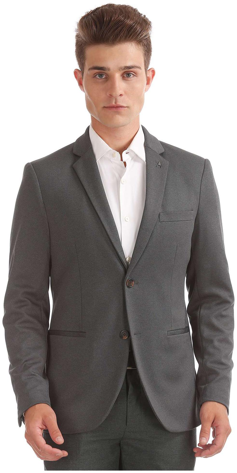 

Arrow Newyork Grey Polyester Slim Fit Textured Blazer