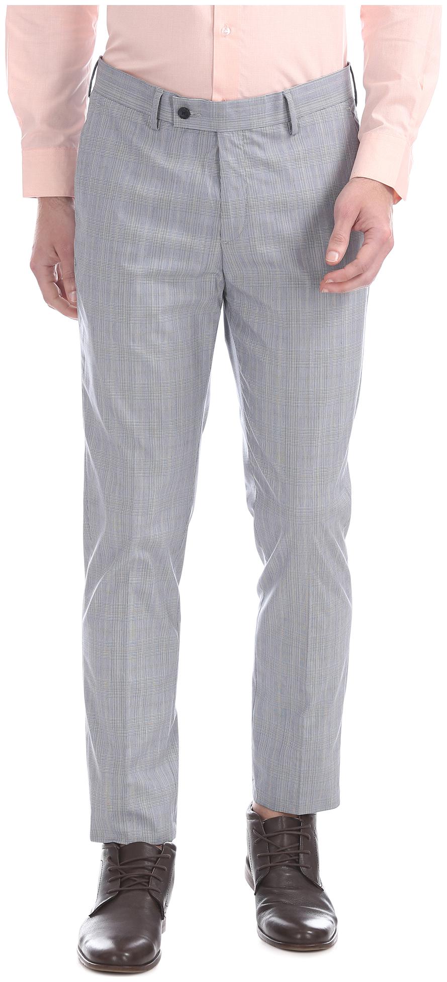 

Arrow Men Checked Slim Fit Formal Trouser - Grey