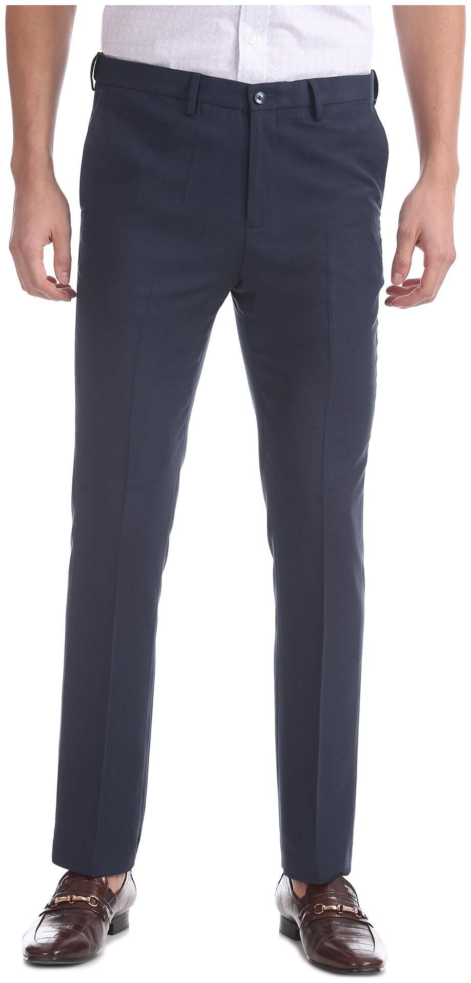

Arrow Men Solid Tapered Fit Formal Trouser - Blue