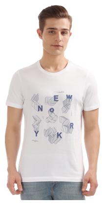 

Arrow Men s Regular Fit Printed T-Shirt - White