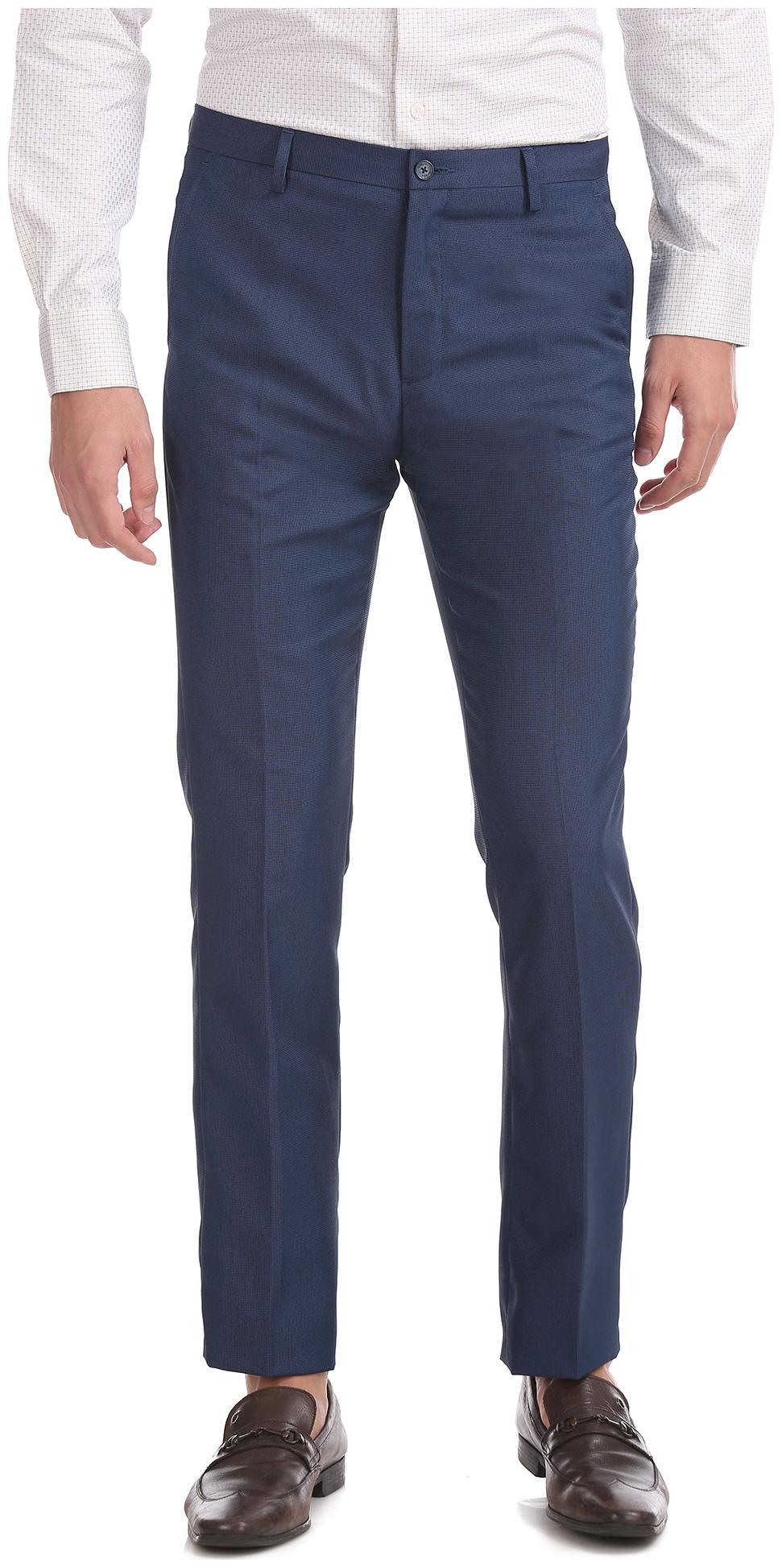 

Arrow Men Solid Tapered Fit Formal Trouser - Blue