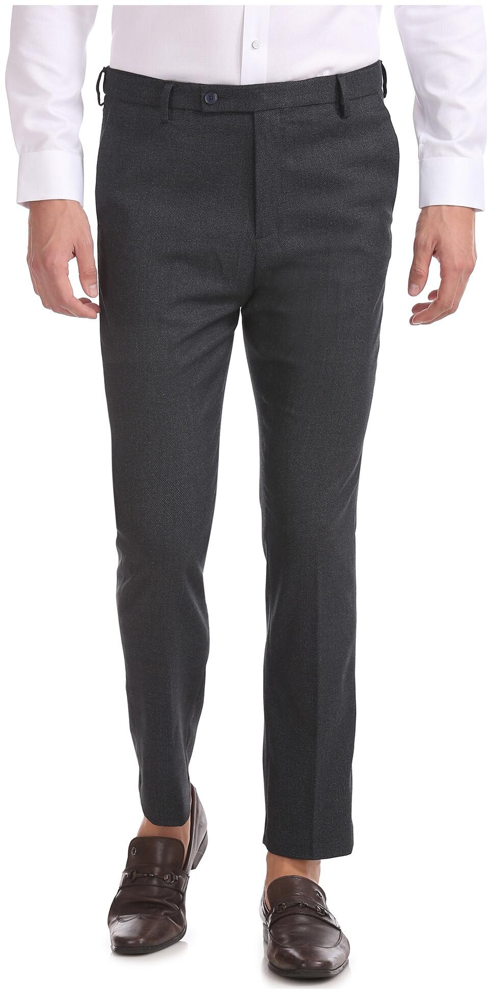 

Arrow Men Solid Tapered Fit Formal Trouser - Grey