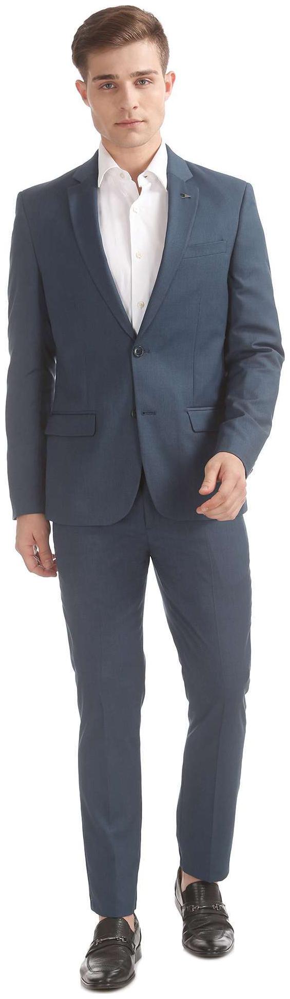

Arrow Newyork Blue Rayon Slim Fit Patterned Suit