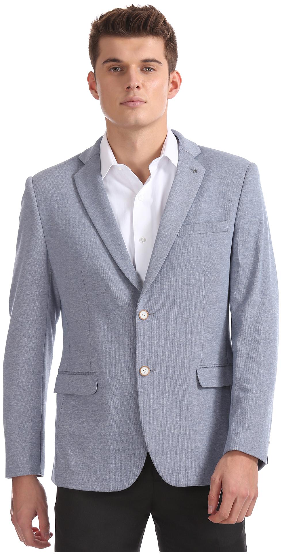 

Arrow Men Blue Solid Slim fit Single Breasted Blazer
