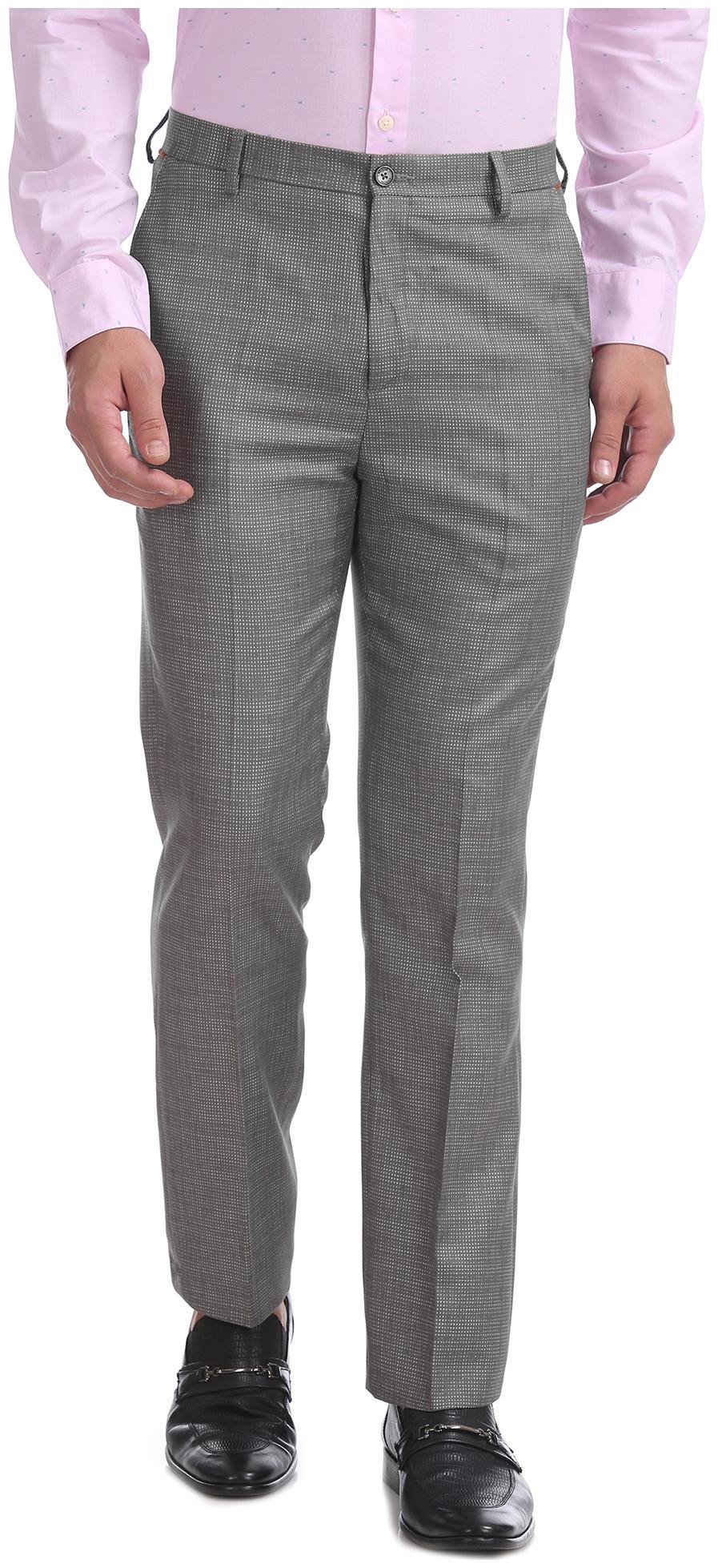 

Arrow Men Solid Tapered Fit Formal Trouser - Grey