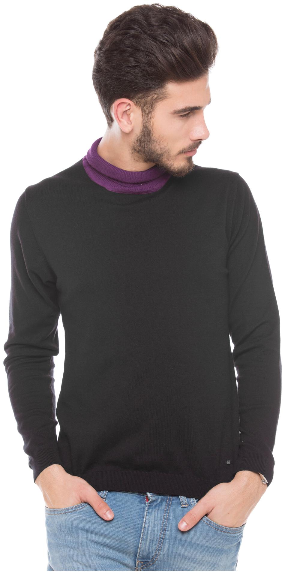 

Arrow Men Black High neck Front-open sweater