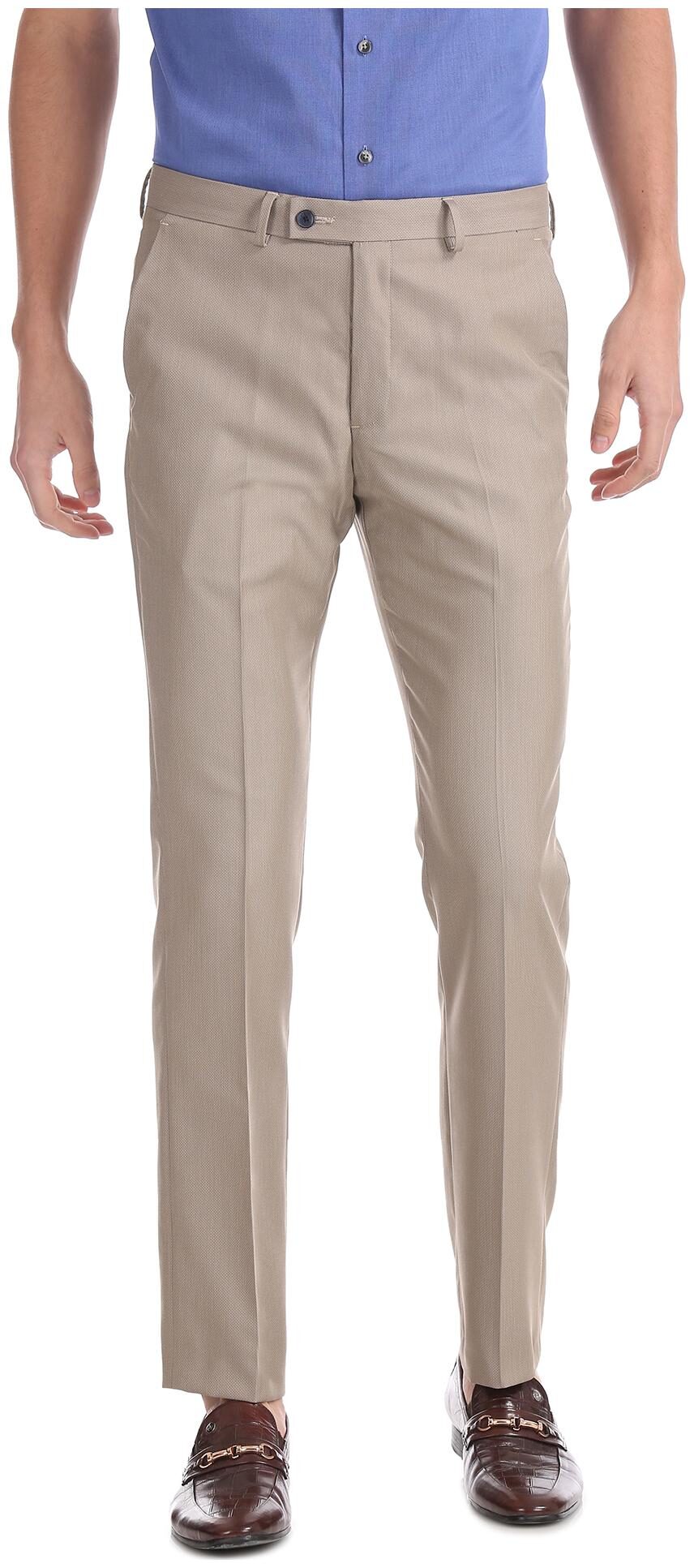 

Arrow Men Solid Tapered Fit Formal Trouser - Beige
