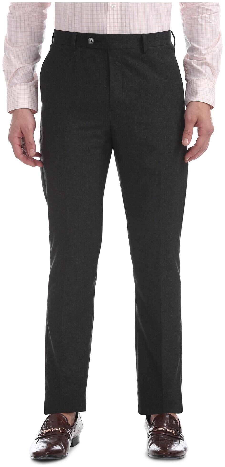 

Arrow Men Solid Tapered Fit Formal Trouser - Grey