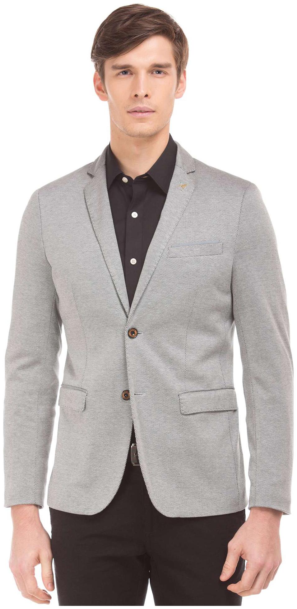 

Arrow Men Grey Solid Slim fit Single Breasted Blazer
