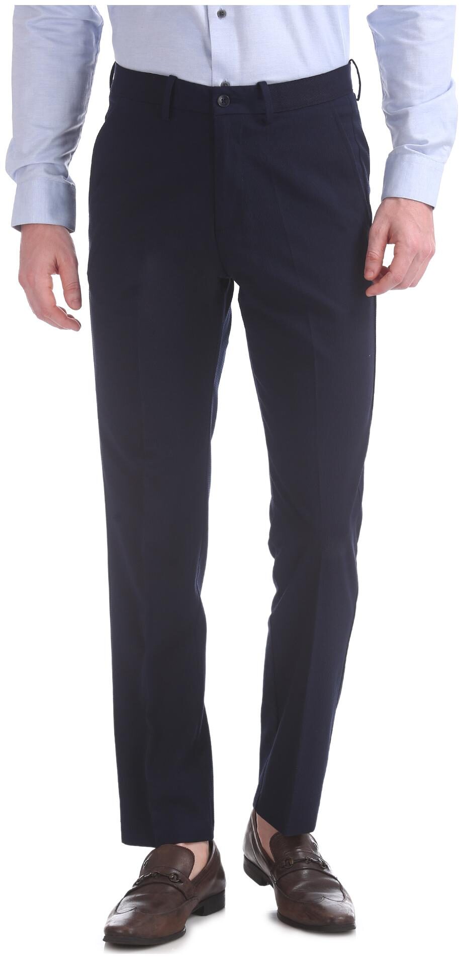 

Arrow Men Solid Tapered Fit Formal Trouser - Blue
