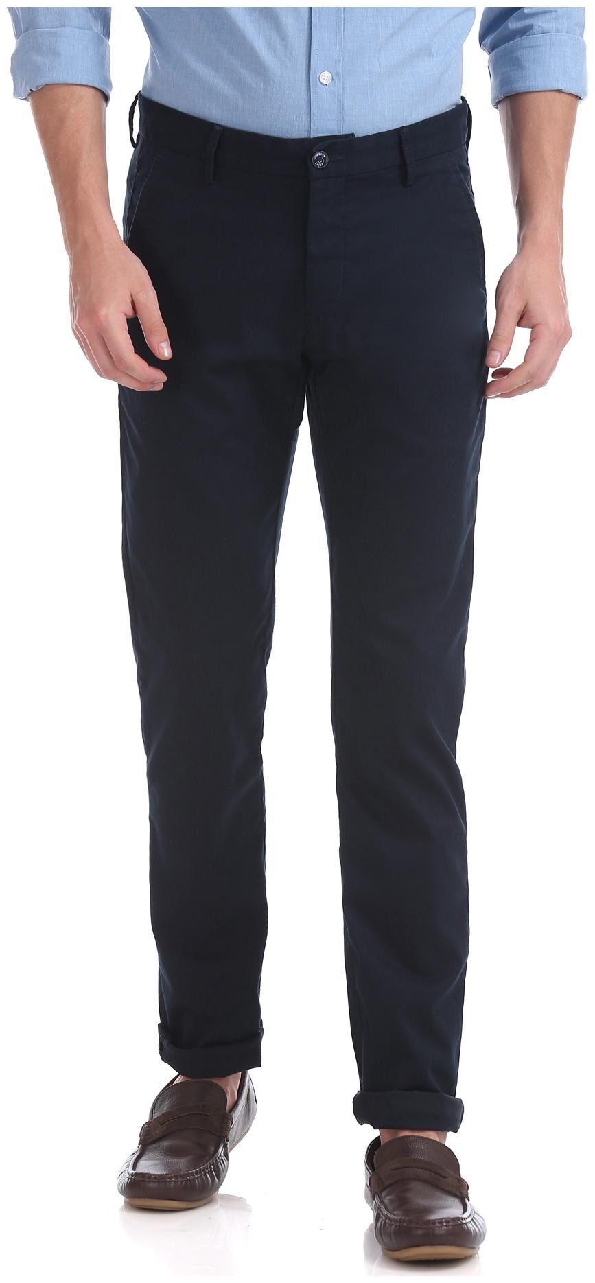 

Arrow Men Blue Solid Slim fit Regular trousers
