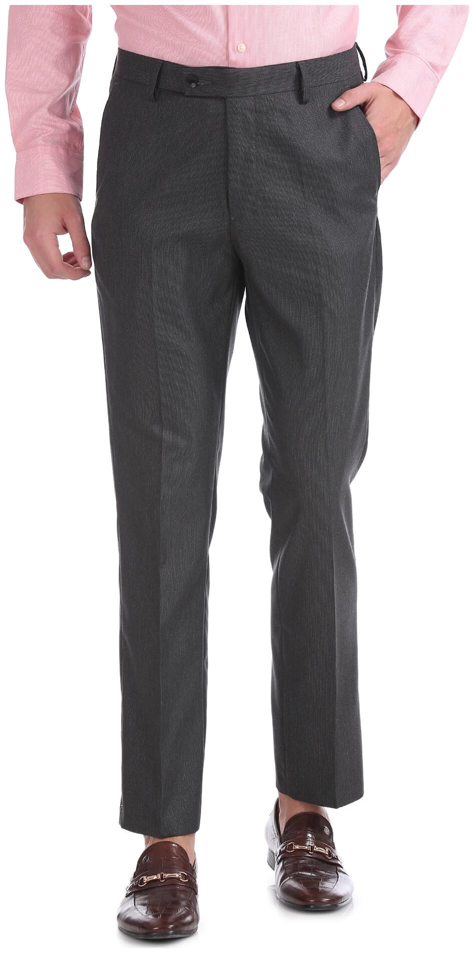 

Arrow Men Solid Tapered Fit Formal Trouser - Grey