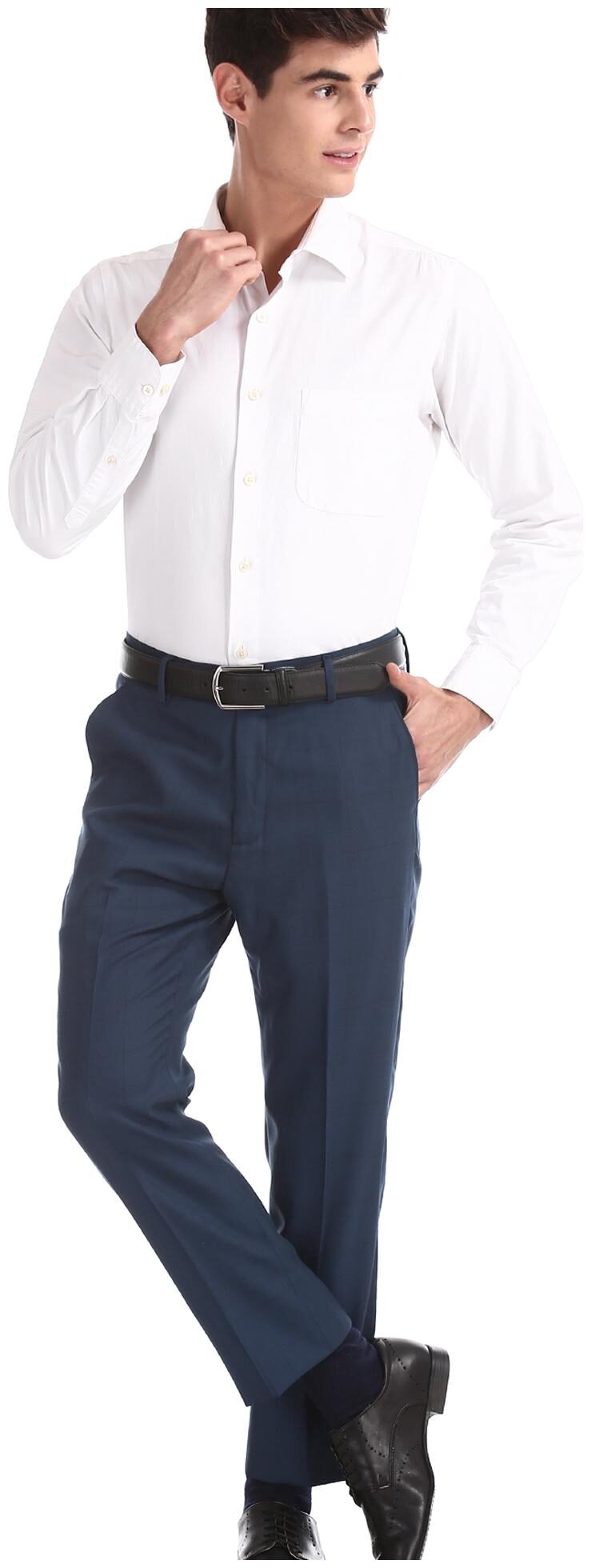

Arrow Men Checked Tapered Fit Formal Trouser - Blue