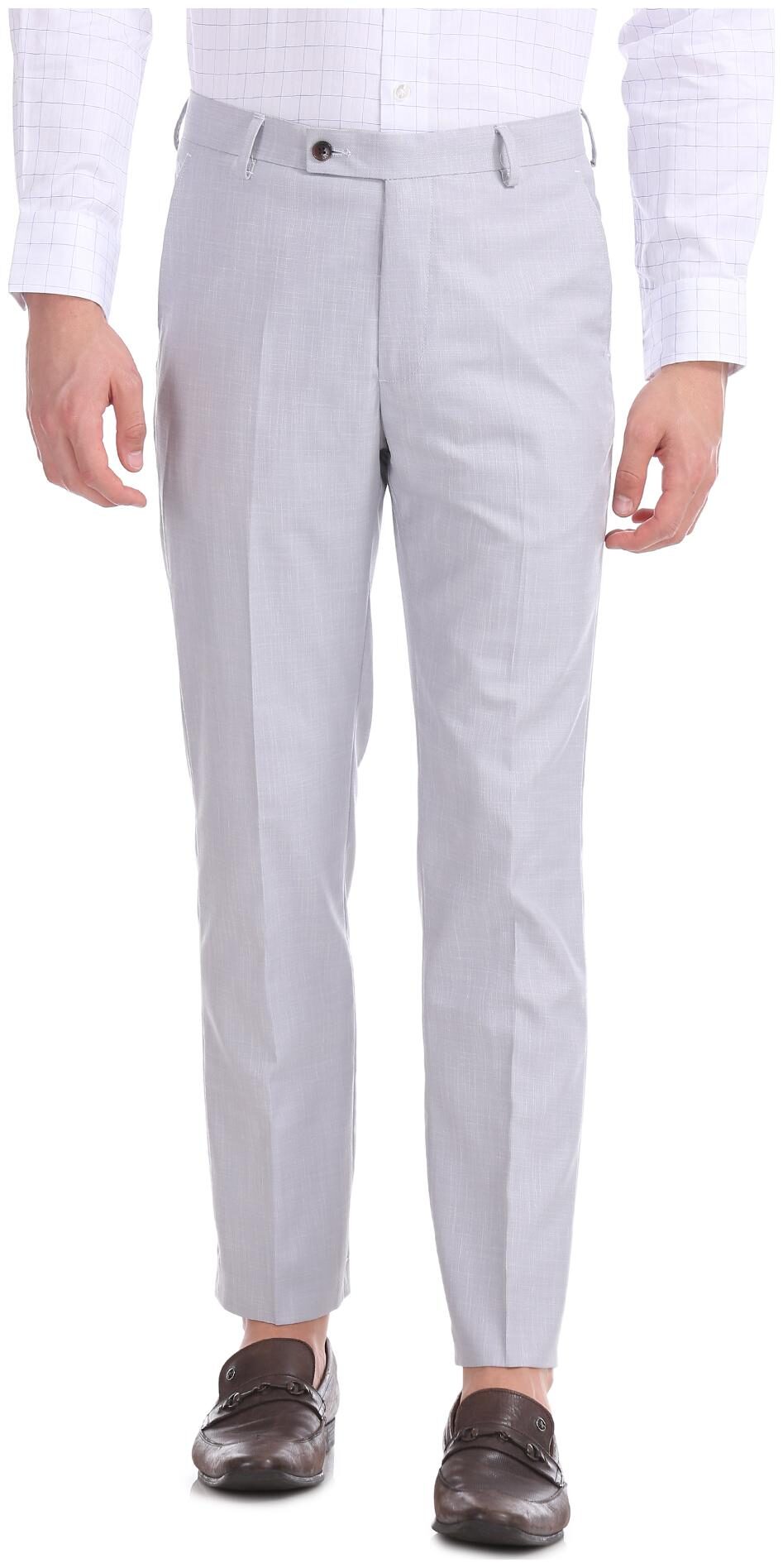 

Arrow Men Solid Tapered Fit Formal Trouser - Grey