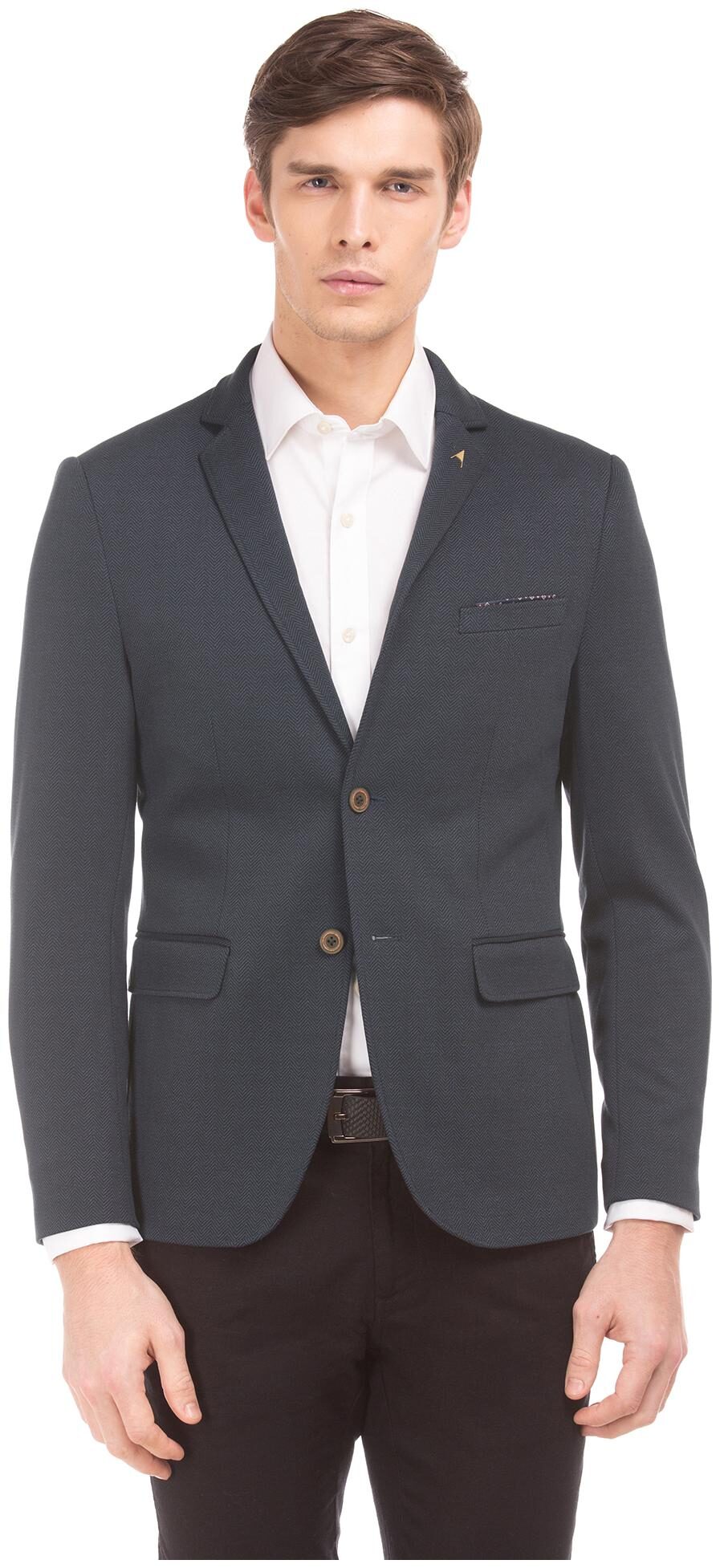 

Arrow Men Blue Textured Slim fit Single Breasted Blazer
