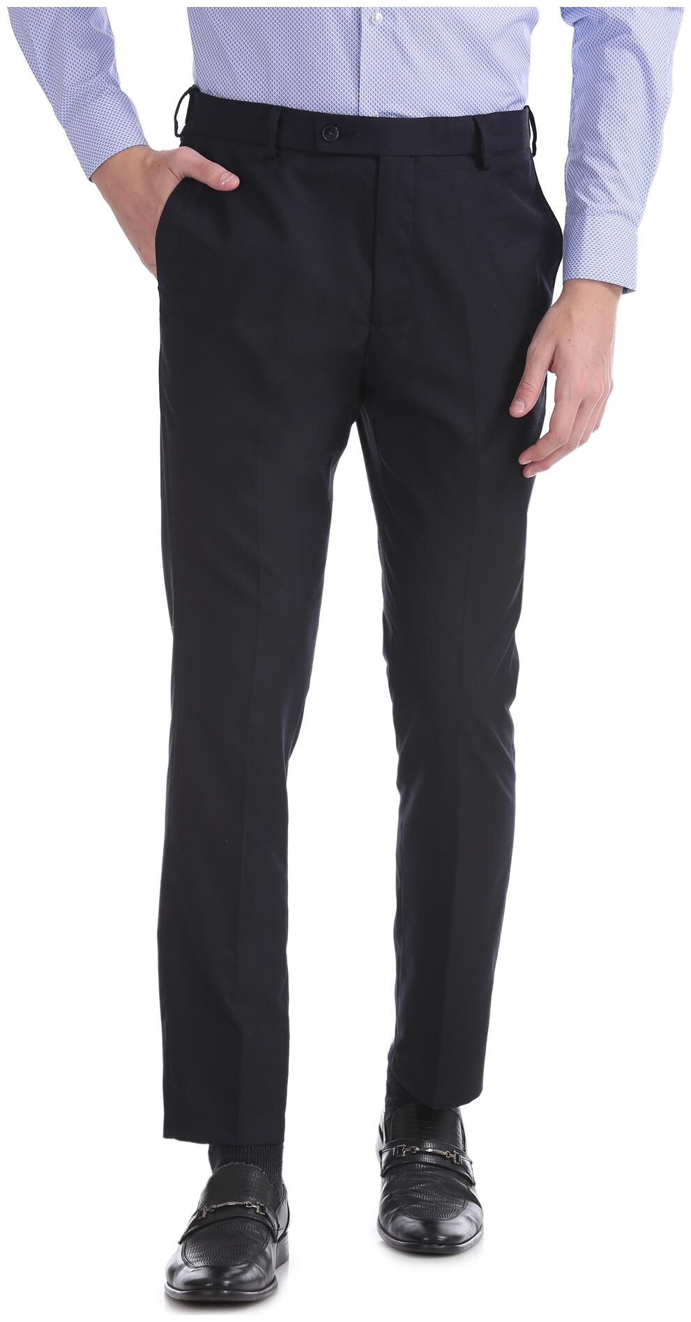 

Arrow Men Solid Tapered Fit Formal Trouser - Blue