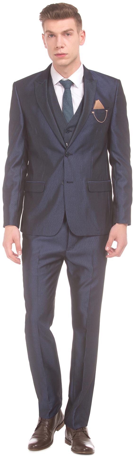 

Arrow Polyester Solid Men Single Breasted Suit - Blue