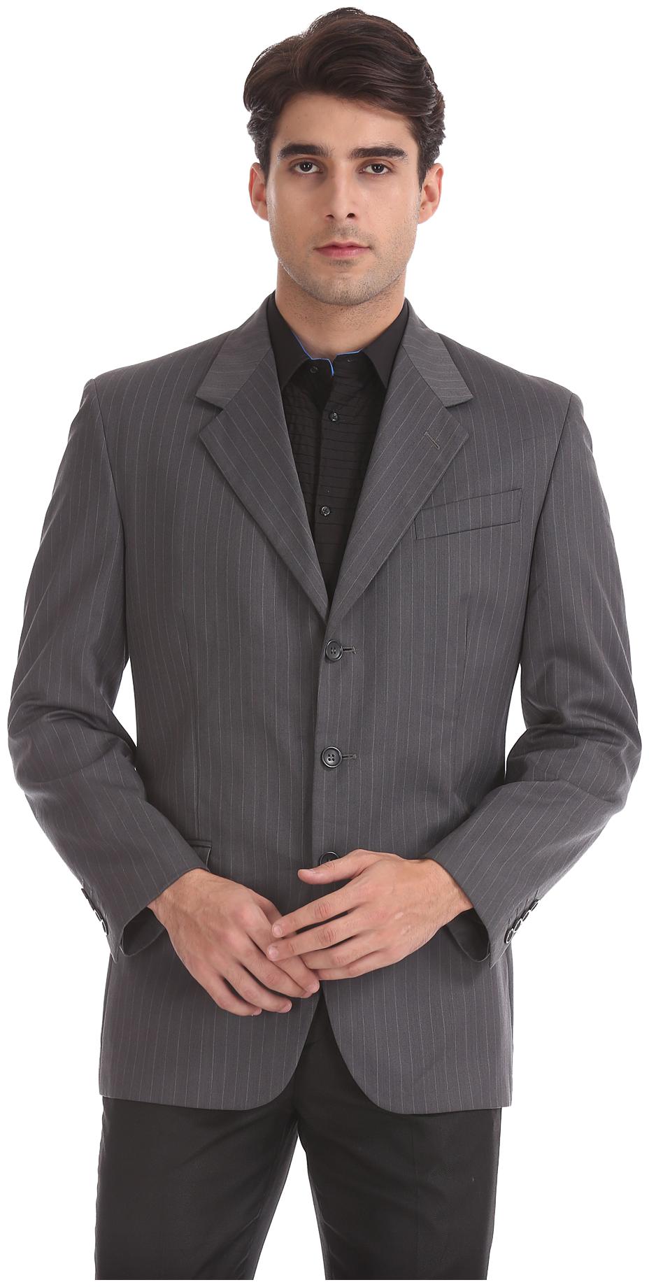 

Arrow Men Grey Striped Regular fit Single Breasted Blazer