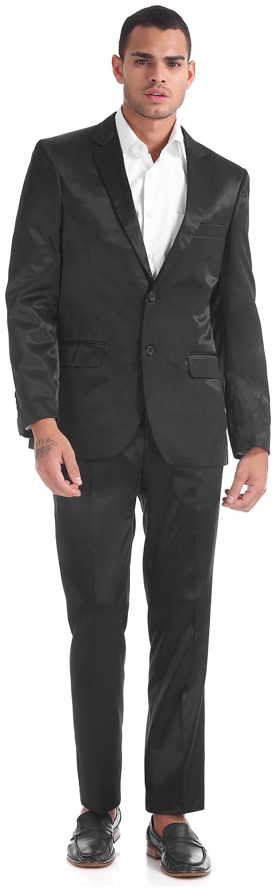 

Arrow Polyester Solid Men Single Breasted Suit - Black
