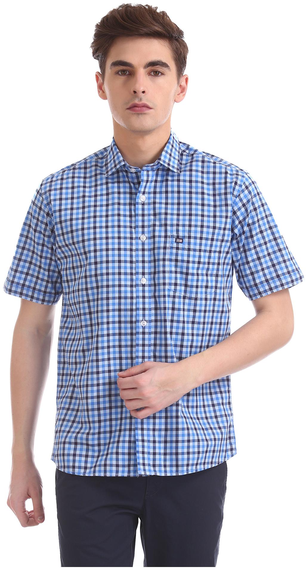 

Arrow Men Blue Checked Regular Fit Casual Shirt