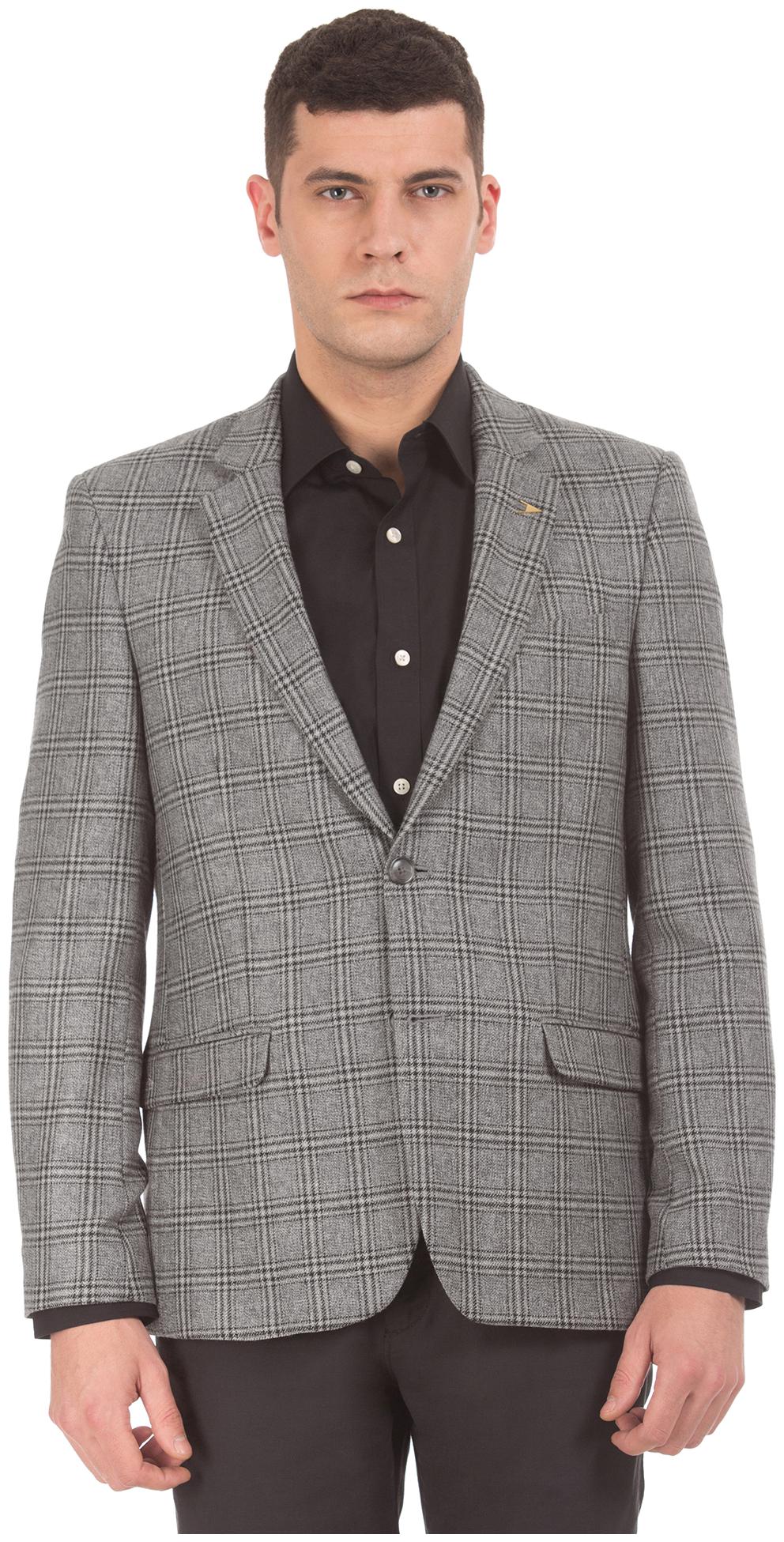 

Arrow Men Grey Checked Regular fit Single Breasted Blazer