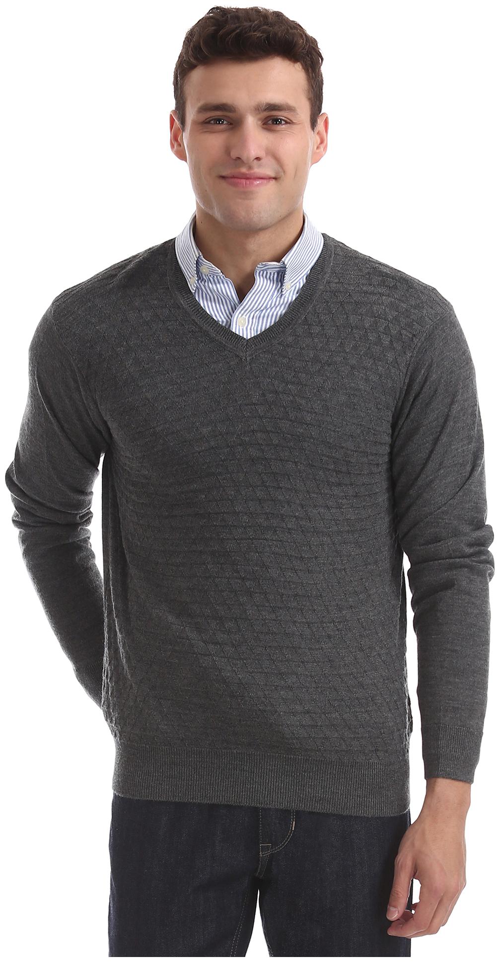 

Arrow Men Grey V neck Pullover