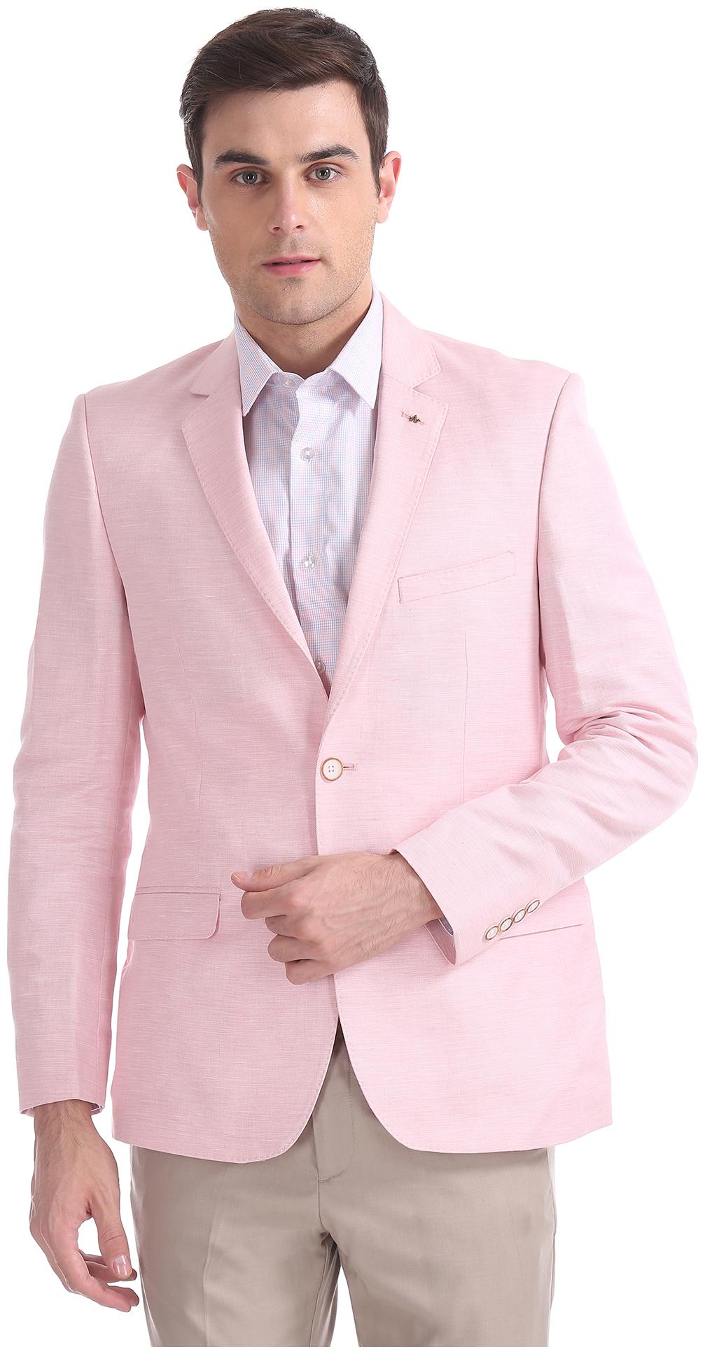 

Arrow Men Pink Solid Regular fit Single Breasted Blazer