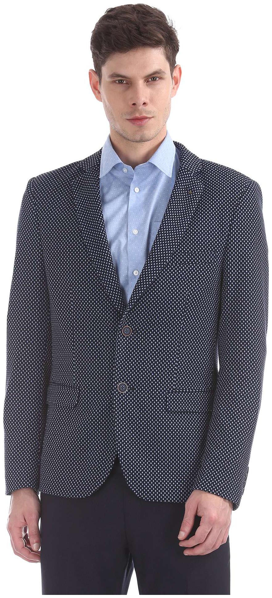 

Arrow Men Blue Solid Slim fit Single Breasted Blazer