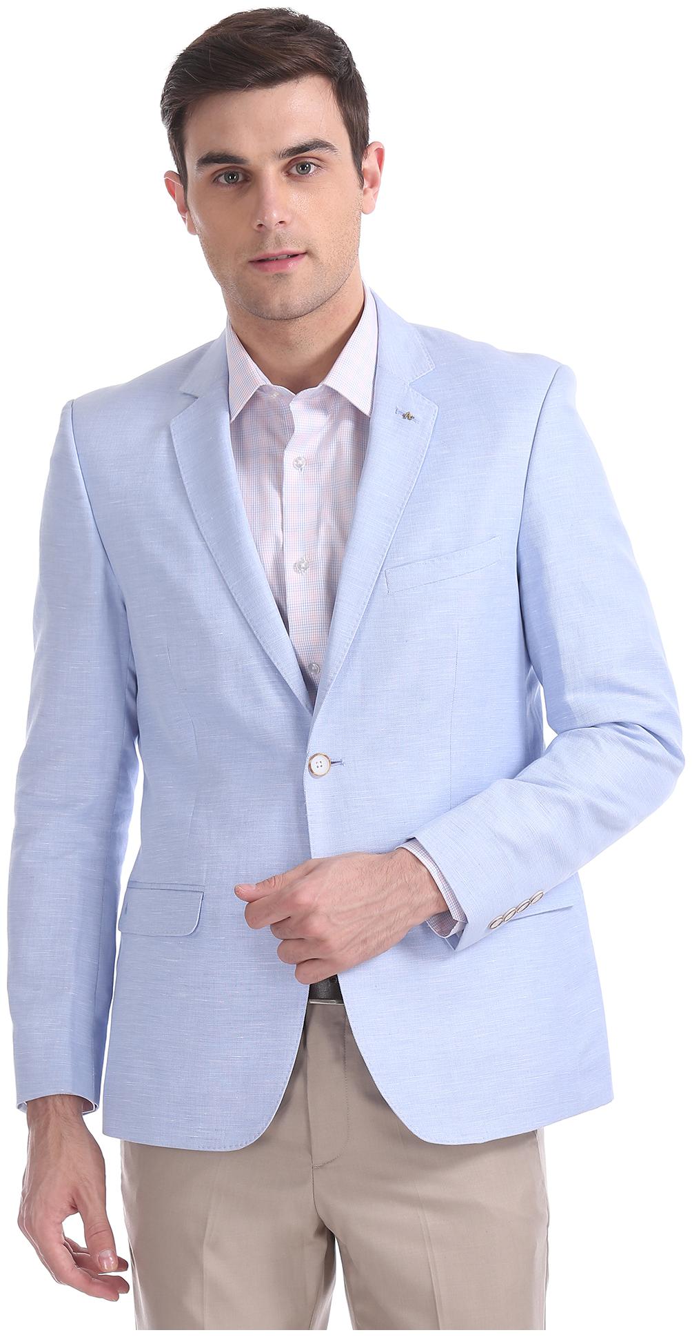 

Arrow Men Blue Solid Regular fit Single Breasted Blazer