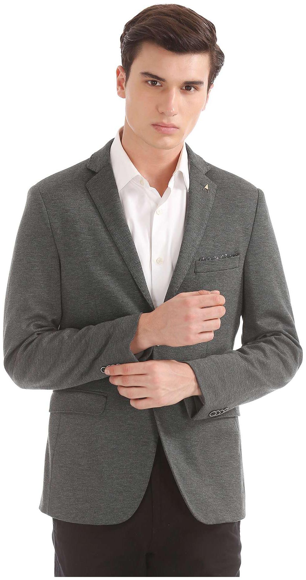 

Arrow Men Grey Solid Slim fit Single Breasted Blazer