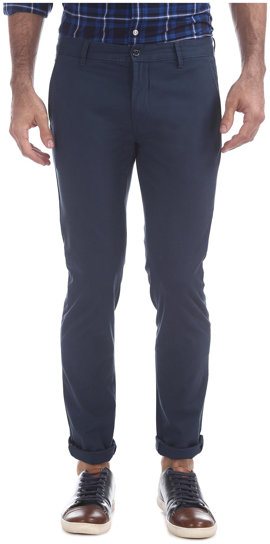 

Arrow Men Blue Solid Slim fit Regular trousers