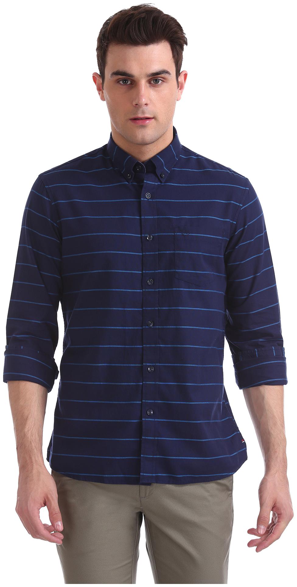 

Arrow Men Blue Vertical Stripes Slim Fit Casual Shirt