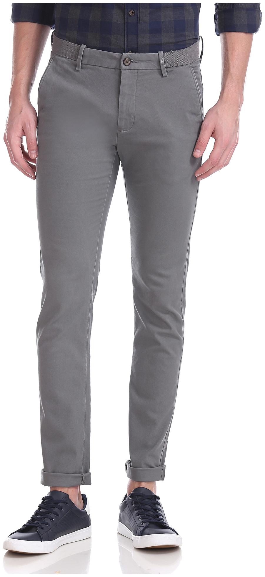 

Arrow Men Grey Solid Slim fit Regular trousers