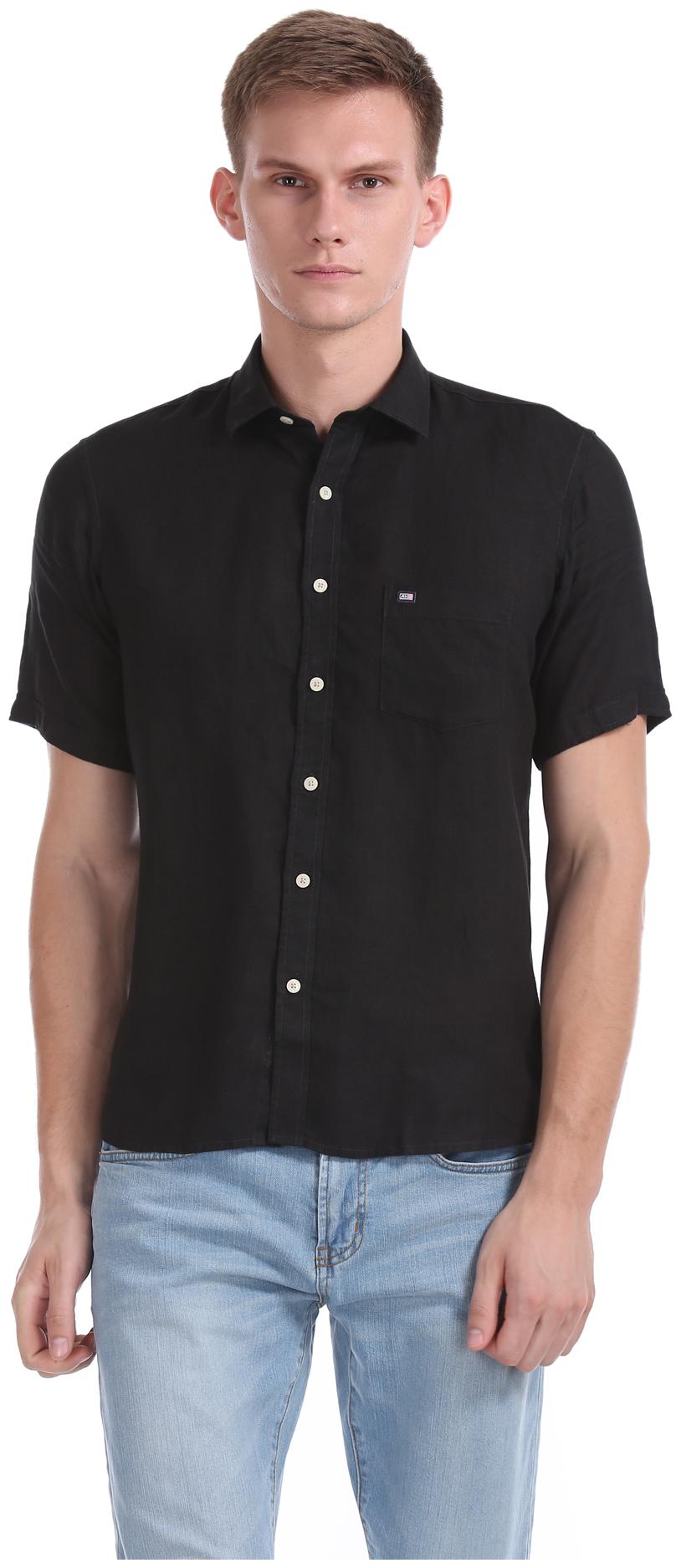 

Arrow Men Black Solid Regular Fit Casual Shirt