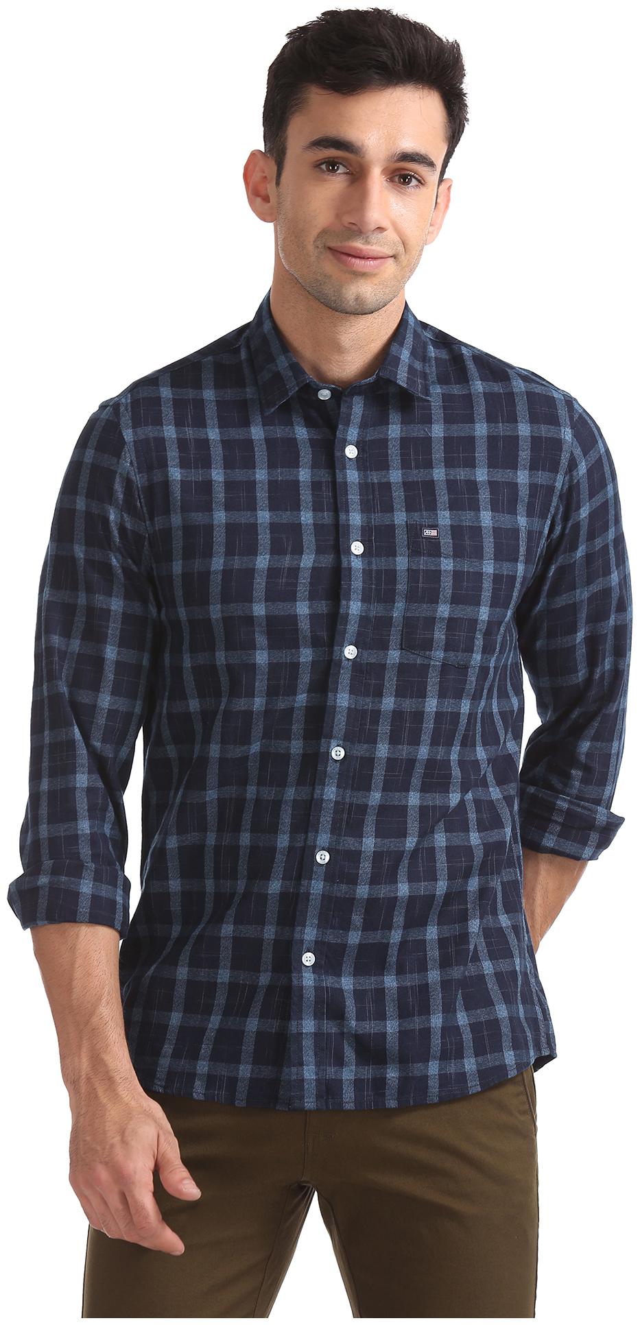 

Arrow Sports Men Blue Checked Slim Fit Casual Shirt