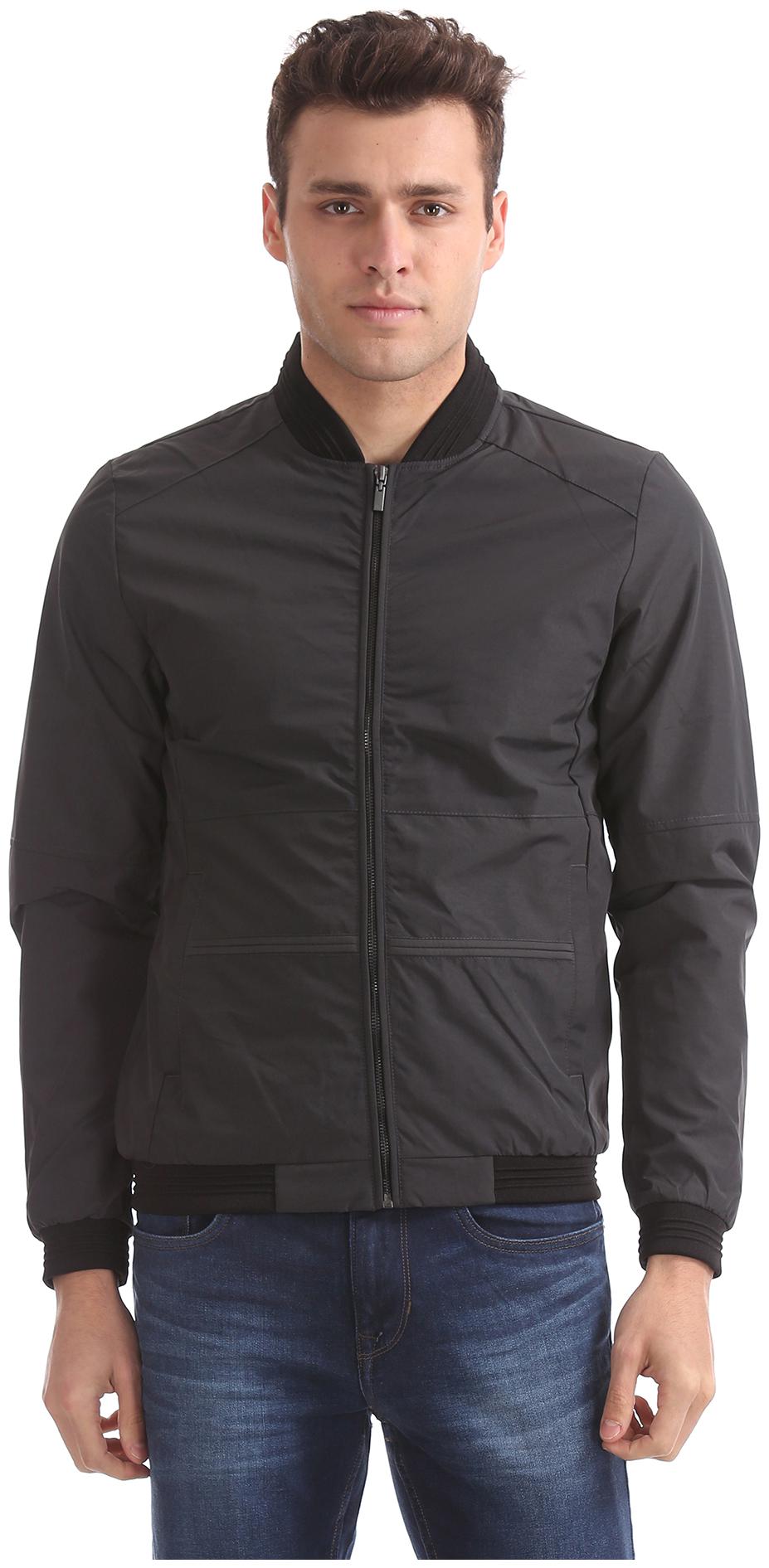 

Arrow Men Grey Solid Bomber jacket