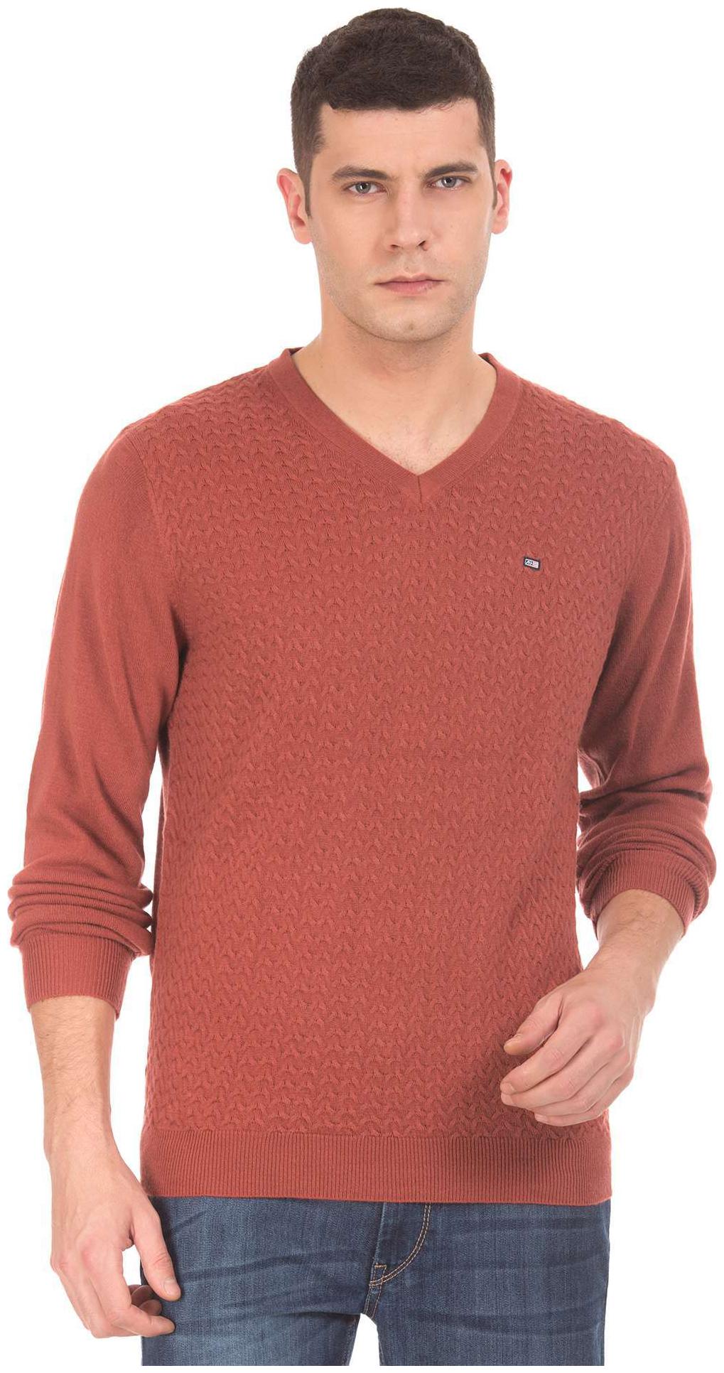 

Arrow Men Red V neck Pullover
