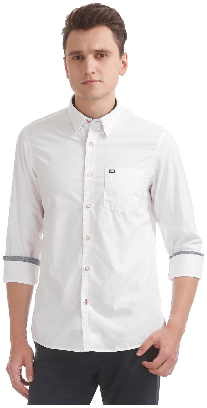 

Arrow Men White Solid Slim Fit Casual Shirt
