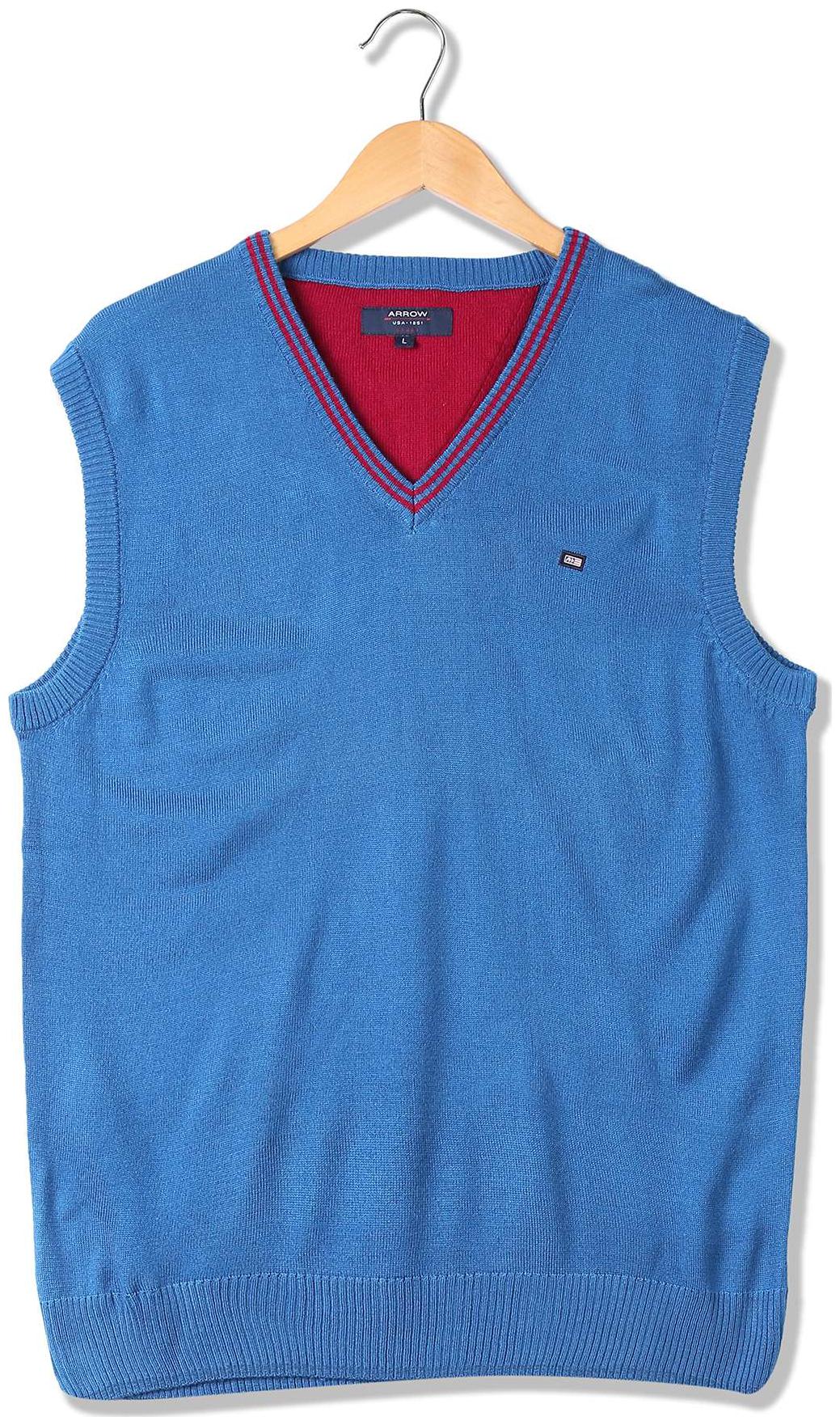 

Arrow Men Blue V neck Pullover